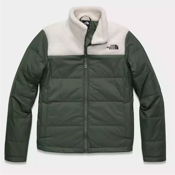 The North Face Jackets & Blazers - The North Face "Peak Insulated" Olive Green Puffer Cream Sherpa Jacket